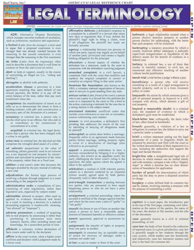 Algopix Similar Product 19 - Legal Terminology QuickStudy Laminated