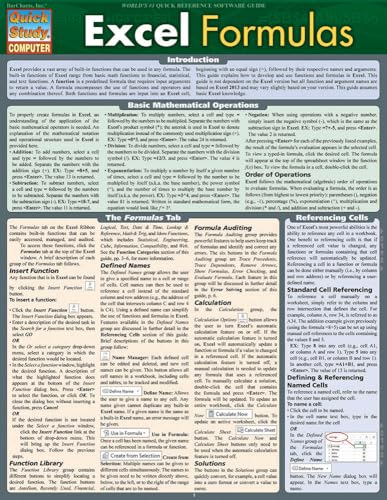 Algopix Similar Product 1 - Excel Formulas QuickStudy Laminated