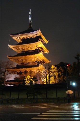 Algopix Similar Product 17 - Toji Temple at Night Kyoto Japan