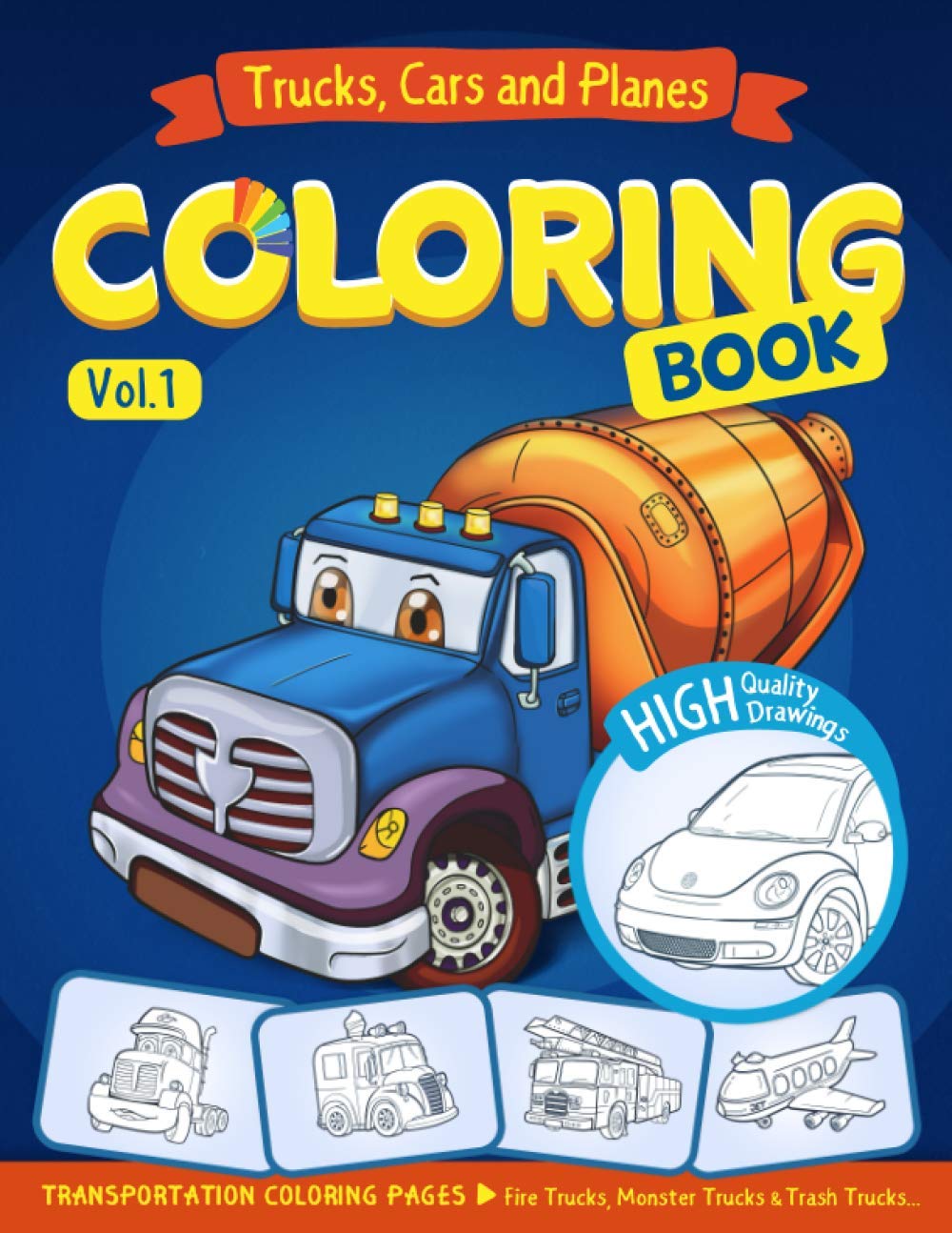 Algopix Similar Product 13 - Trucks Planes and Cars Coloring Book