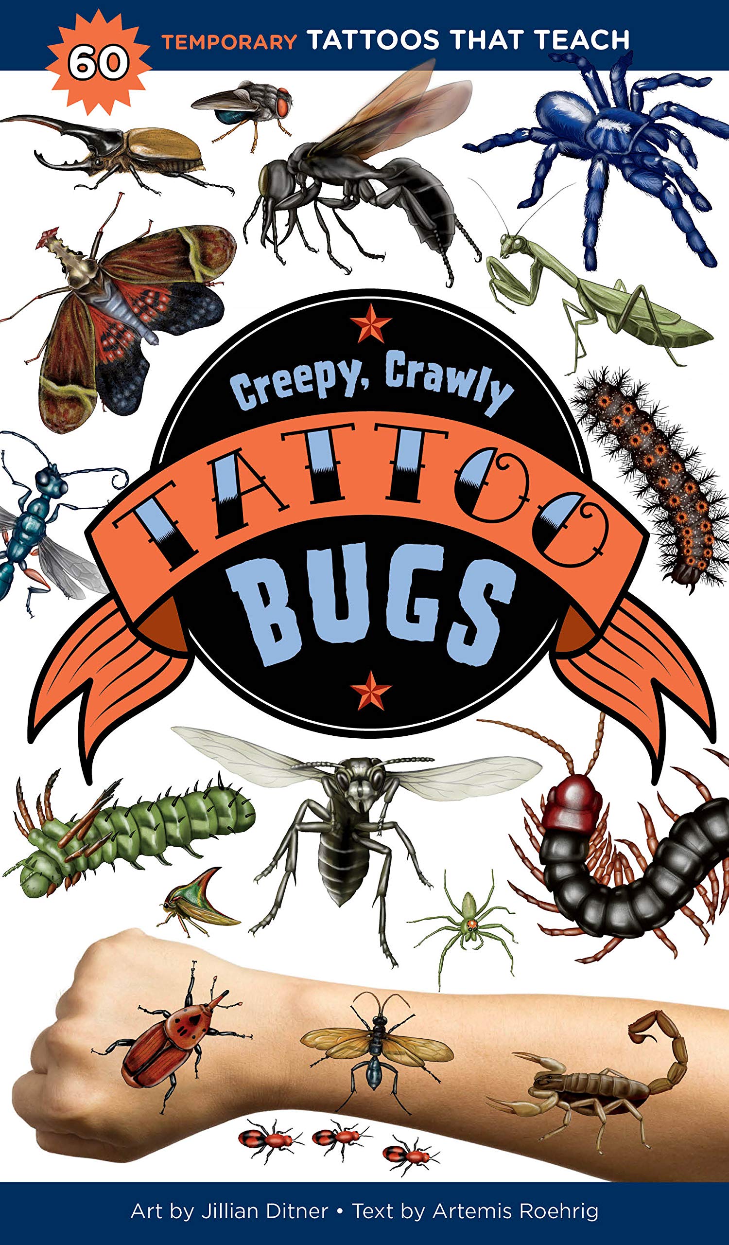 Algopix Similar Product 3 - Creepy Crawly Tattoo Bugs 60