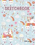 Algopix Similar Product 4 - Unicorn Sketchbook 200 pages Cute