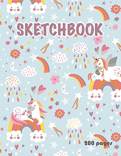 Algopix Similar Product 5 - Unicorn Sketchbook 200 pages Cute