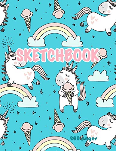Algopix Similar Product 15 - Unicorn Sketchbook 200 pages Cute