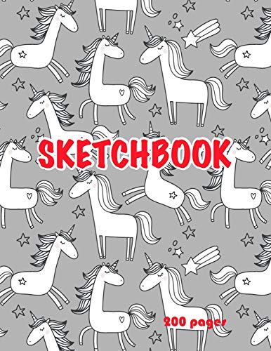 Algopix Similar Product 10 - Unicorn Sketchbook 200 pages Cute