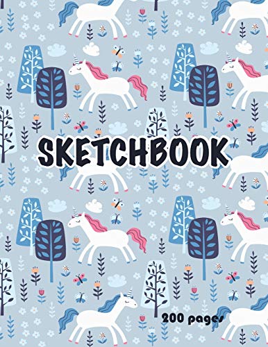 Algopix Similar Product 16 - Unicorn Sketchbook 200 pages Cute