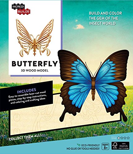 Algopix Similar Product 10 - IncrediBuilds: Butterfly 3D Wood Model