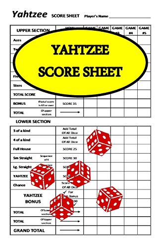 Algopix Similar Product 12 - Yahtzee Score Sheet Game Yahtzee