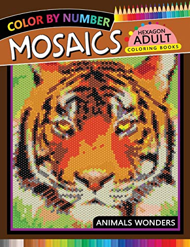 Algopix Similar Product 19 - Mosaics Hexagon Coloring Book Animals