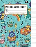 Algopix Similar Product 5 - Music Notebook Fantastic Animals Blank