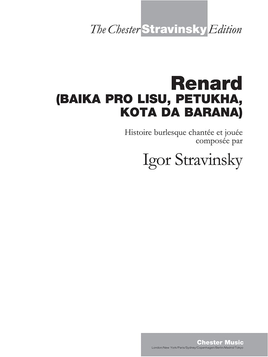 Algopix Similar Product 3 - Renard: Vocal Score - Revised Edition