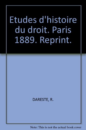 Algopix Similar Product 19 - Etudes dhistoire du droit Paris 1889