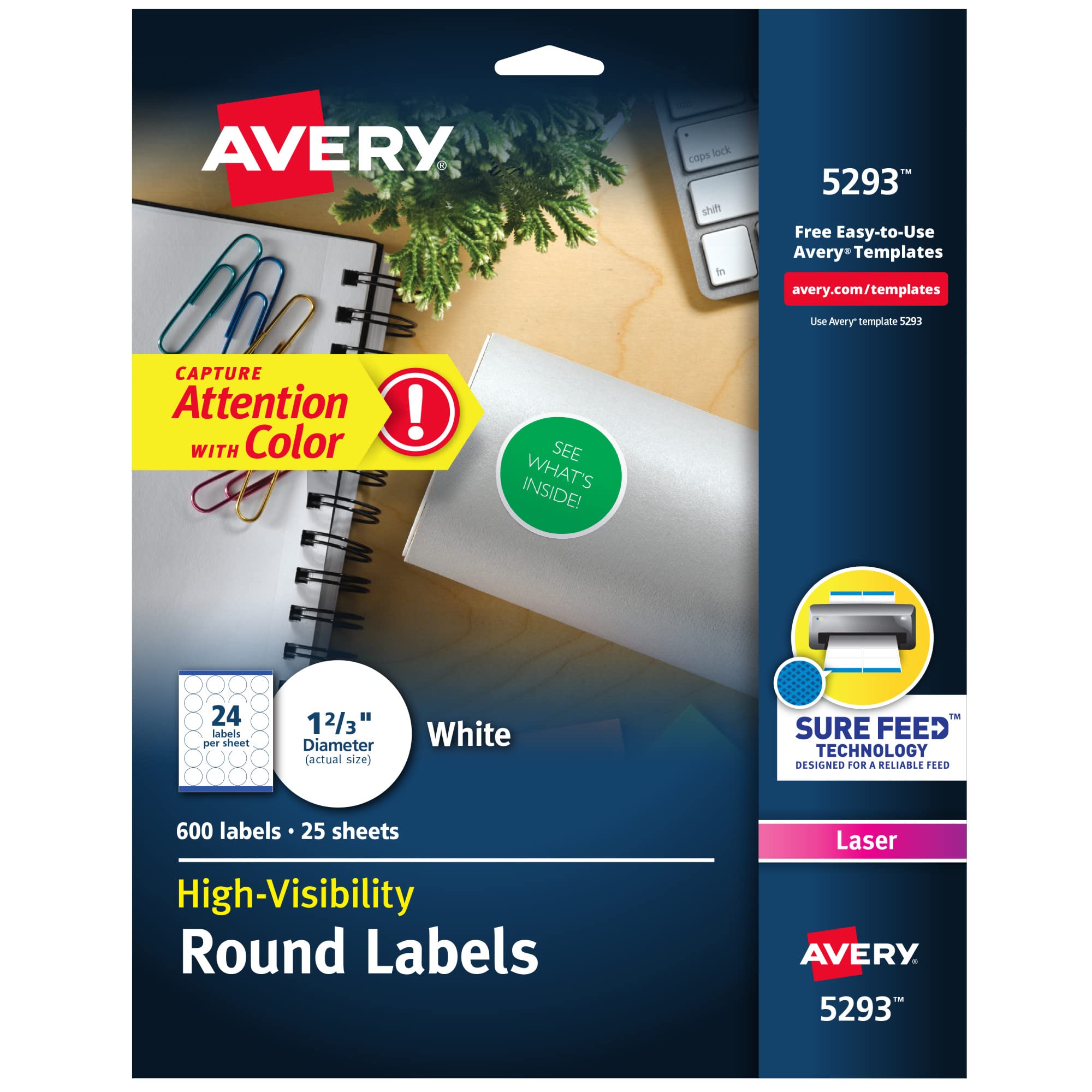 Algopix Similar Product 1 - Avery High Visibility Printable Round