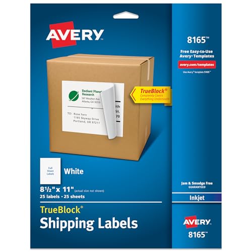 Algopix Similar Product 7 - Avery White FullSheet Labels for