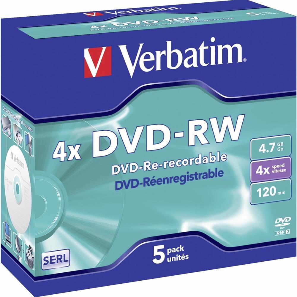Algopix Similar Product 2 - VERBATIM DVD-RW 4X 4.7GB 43285 PK5