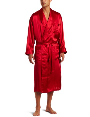 Algopix Similar Product 6 - Intimo Mens Classic Silk Robe Red