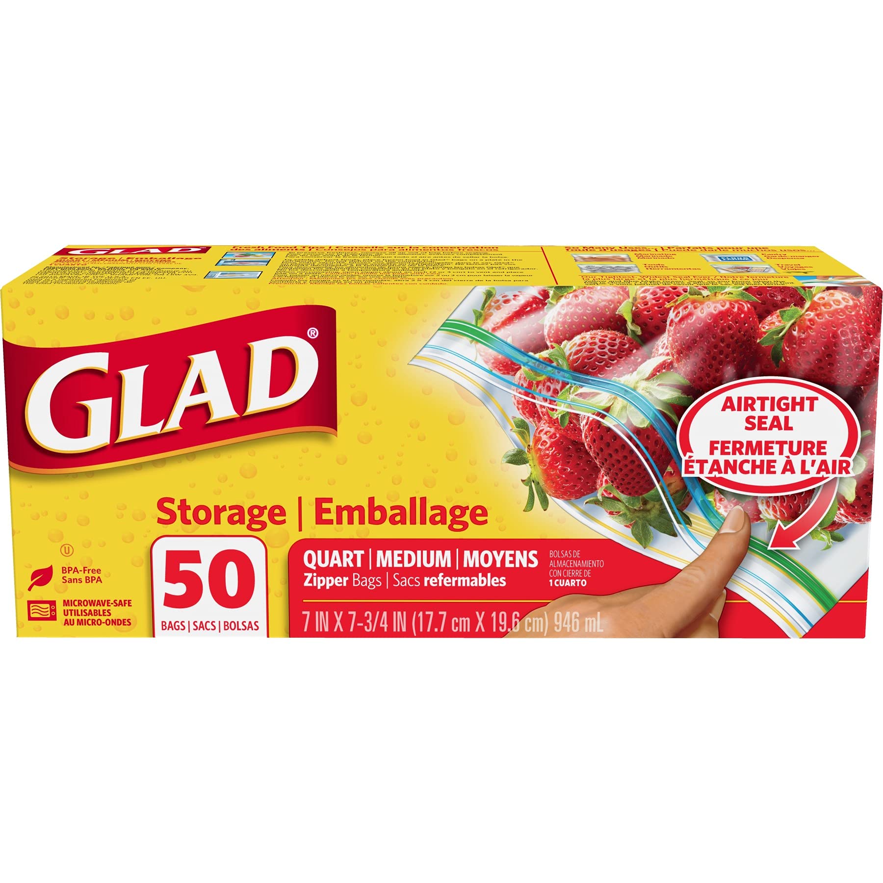 Algopix Similar Product 4 - Glad Zipper Food Storage Plastic Bags 