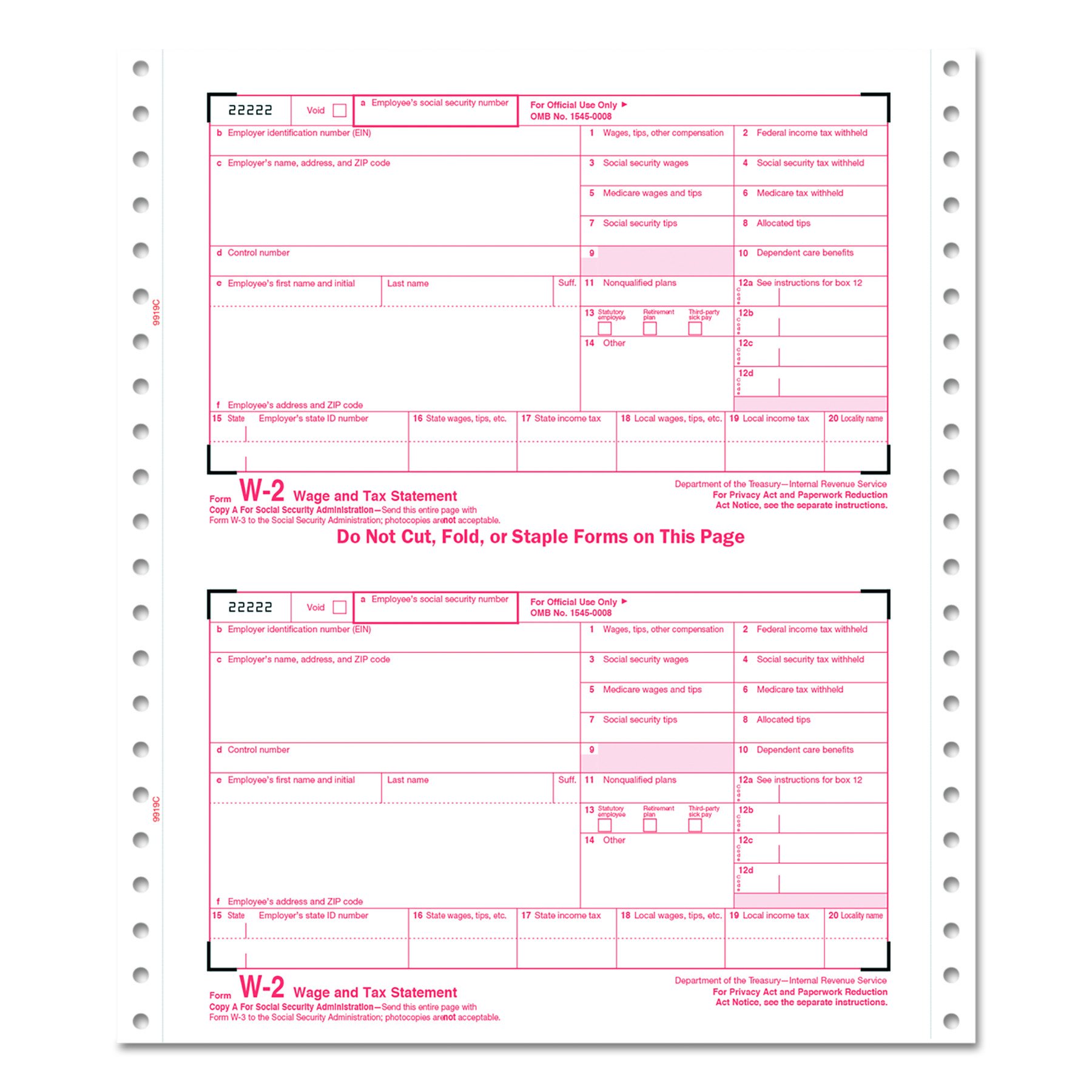 Algopix Similar Product 4 - TOPS 2206C W2 Tax Forms 6Part