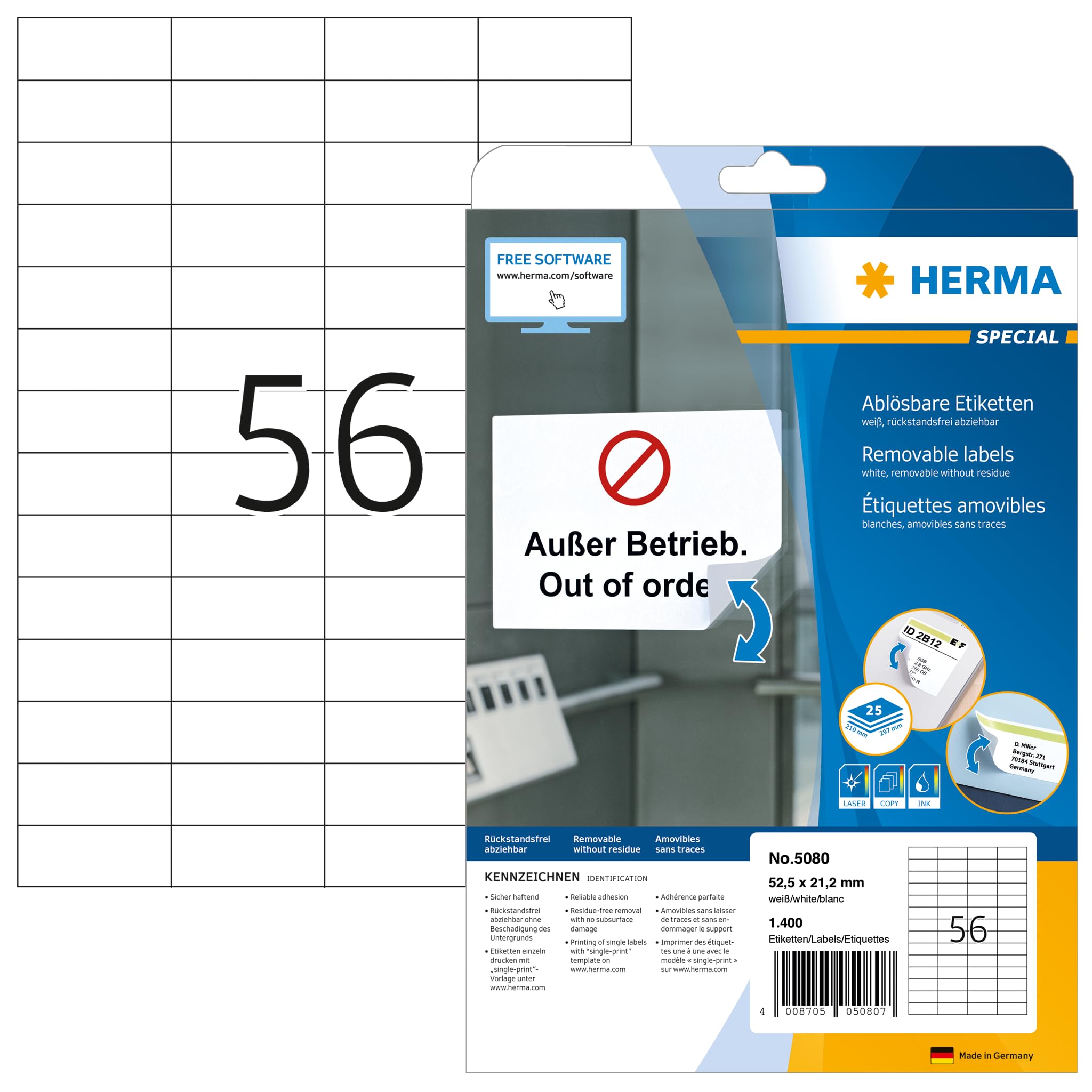 Algopix Similar Product 8 - HERMA Self Adhesive Removable Labels