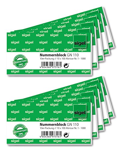 Algopix Similar Product 19 - Sigel GN110 Number Ticket Book
