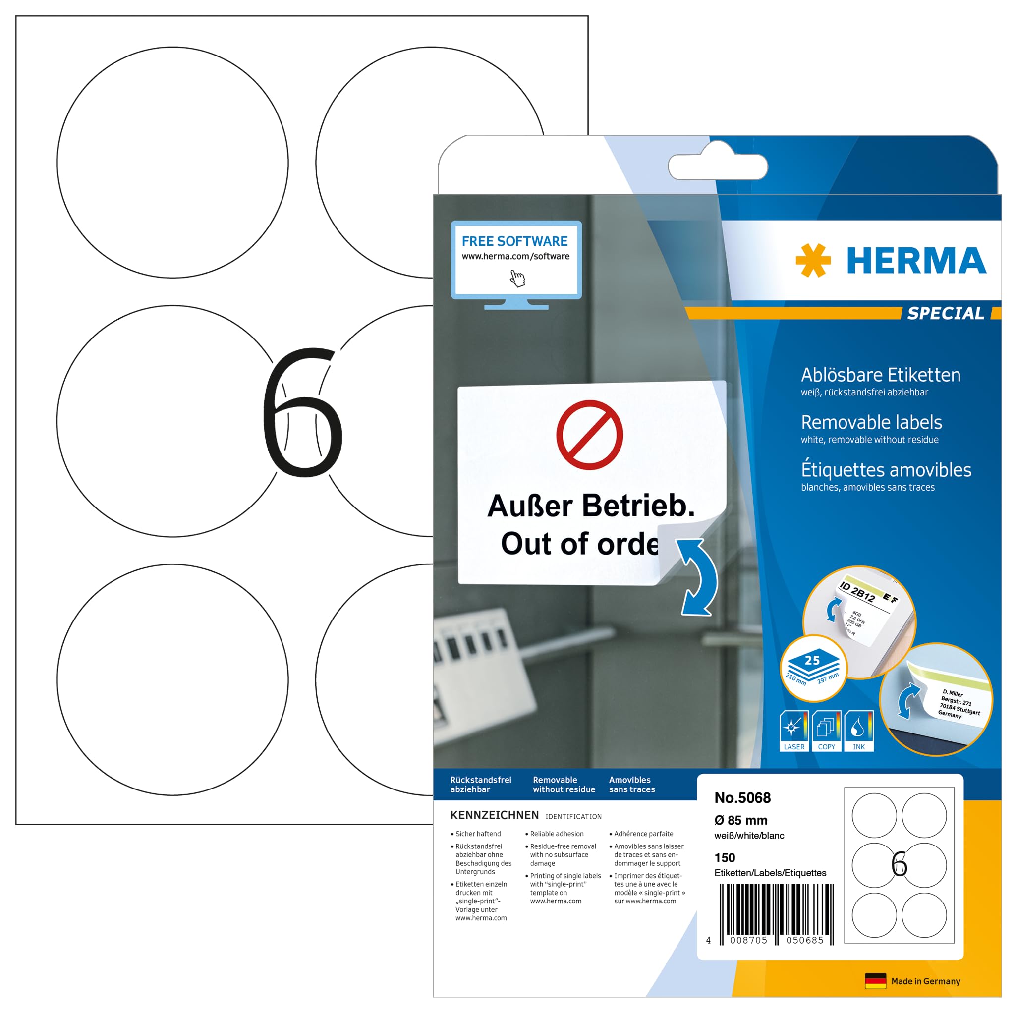 Algopix Similar Product 12 - HERMA Super Print Multifunction Round
