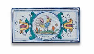 Algopix Similar Product 8 - Hand Painted Rectangular Rooster Tile 