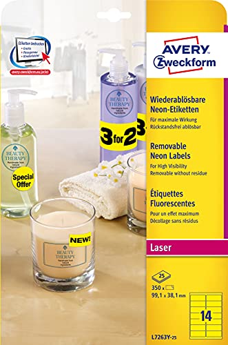Algopix Similar Product 3 - Avery Zweckform L7263R25 Neon Labels