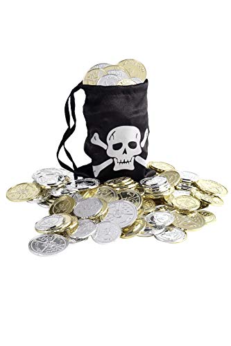 Algopix Similar Product 3 - Smiffys Pirate Coin Bag Black with Coins