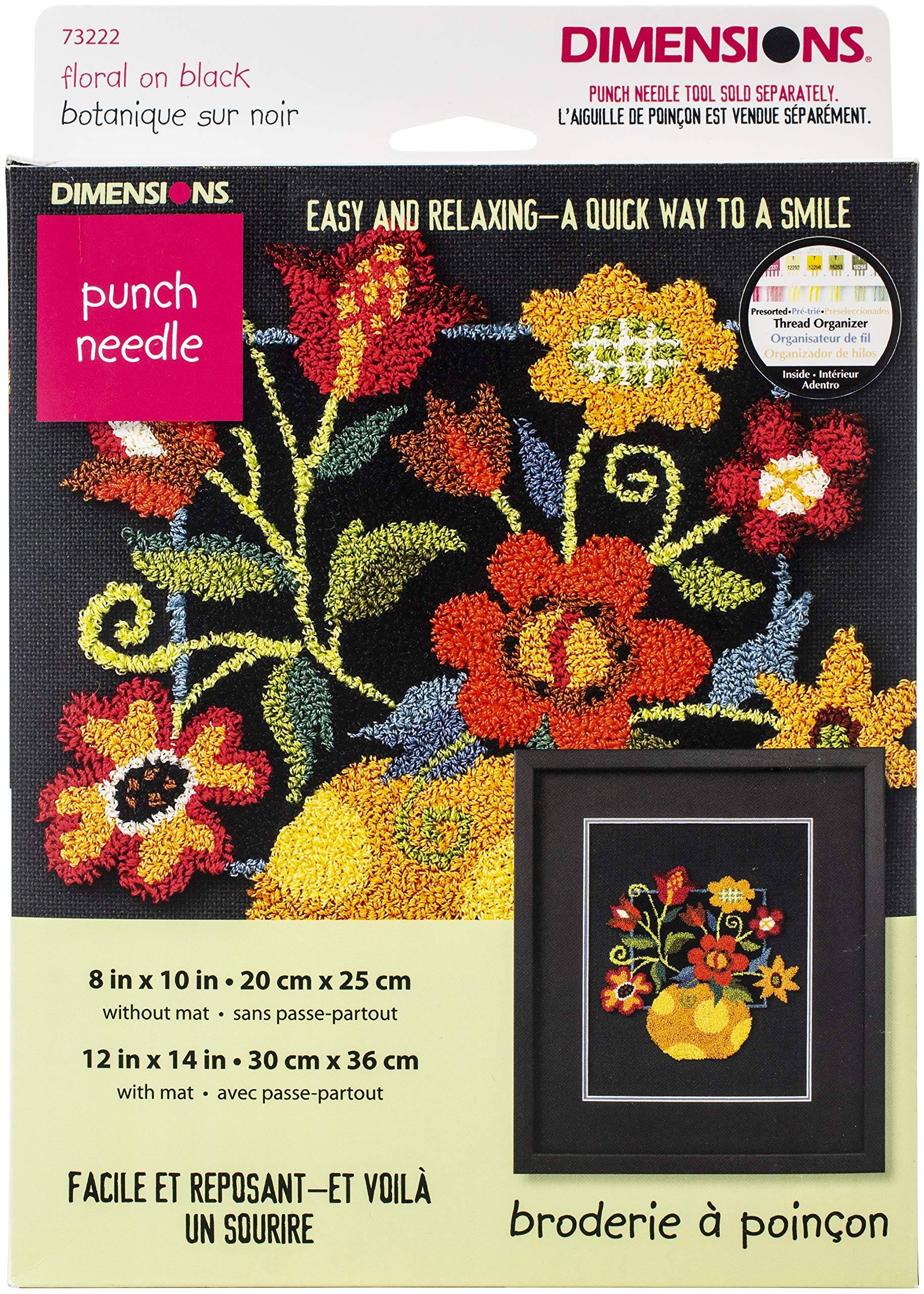 Algopix Similar Product 3 - Dimensions Floral on Black Punch Needle