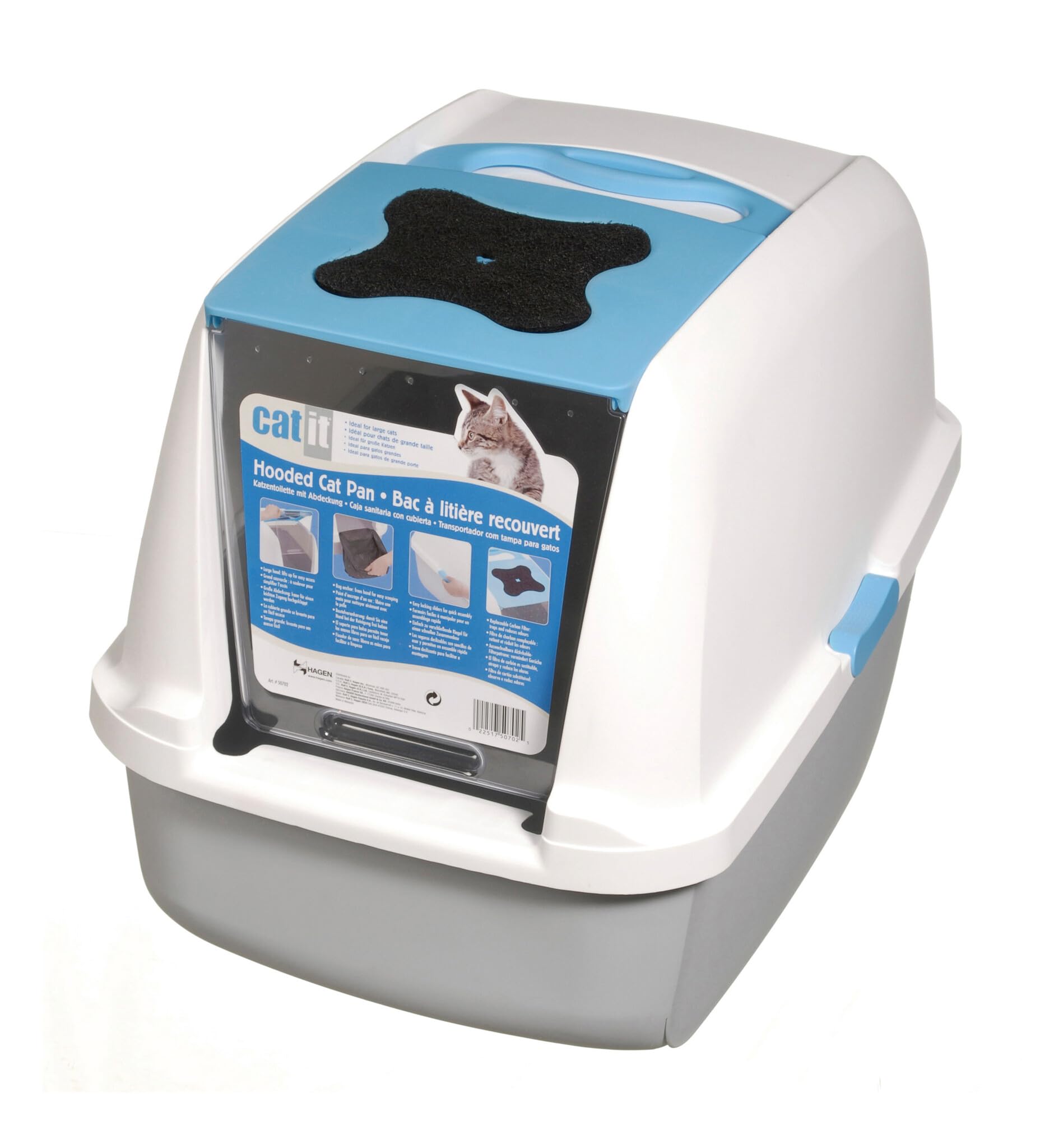 Algopix Similar Product 3 - Catit Large Hooded Cat Litter Box Blue