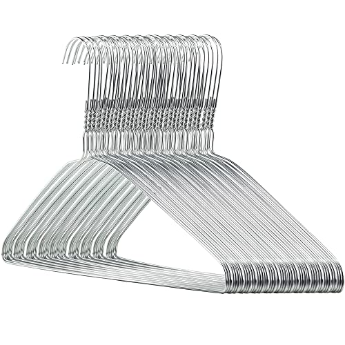 Algopix Similar Product 10 - HANGERWORLD Silver Metal Wire Clothes
