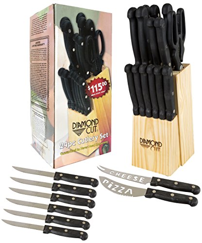Algopix Similar Product 12 - Diamond Cut 24pc Cutlery Set in Wood