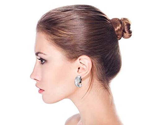 Algopix Similar Product 1 - Hammered Dome Large Wide Clip On Hoop