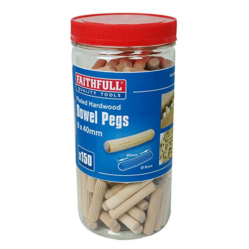 Algopix Similar Product 19 - Faithfull Wood Dowels Fluted 40 x 8mm