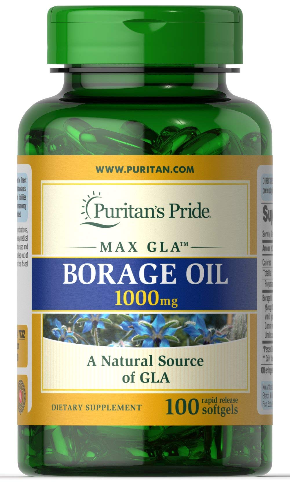 Algopix Similar Product 11 - Puritan's Pride Borage Oil, 1 Gram