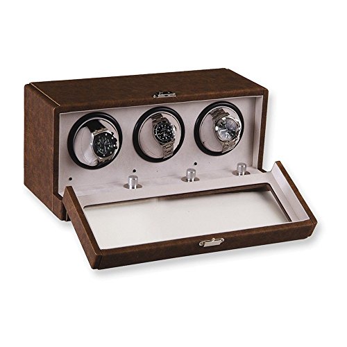 Algopix Similar Product 17 - Brown Faux Leather 3Turntable Watch