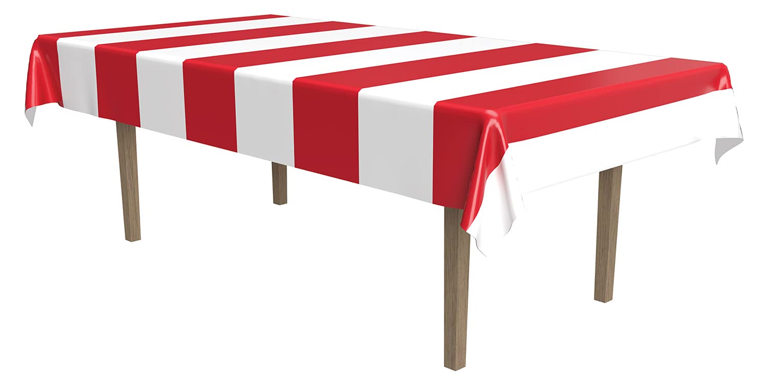 Algopix Similar Product 3 - Beistle Red  White Stripes Tablecover
