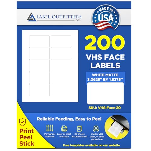Algopix Similar Product 7 - 200 Label Outfitters VHS Video Tape