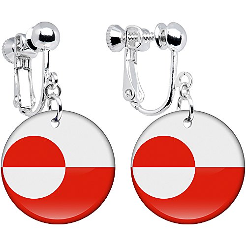 Algopix Similar Product 9 - Greenland Flag Clip on Earrings
