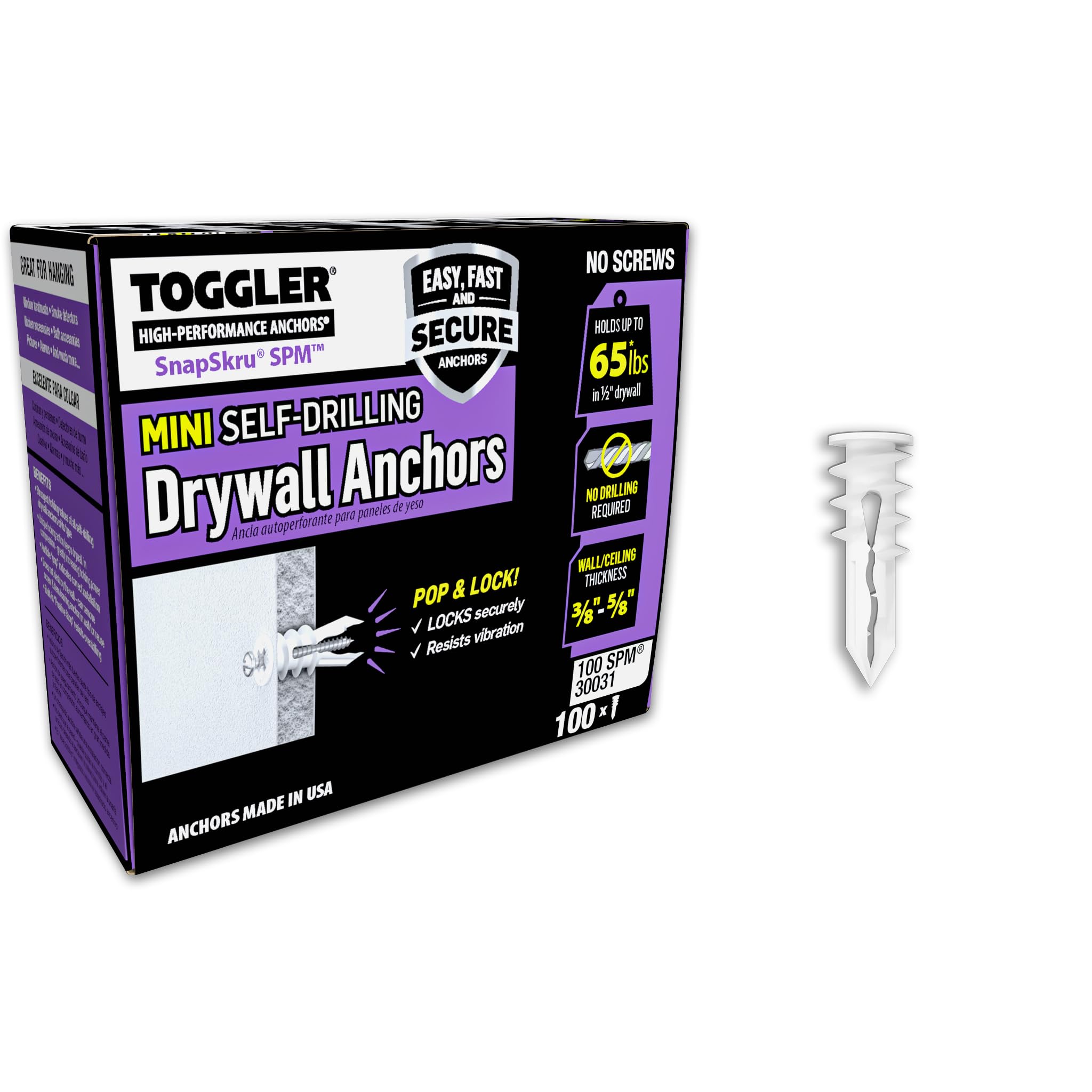 Algopix Similar Product 15 - TOGGLER SnapSkru SPM Mini SelfDrilling