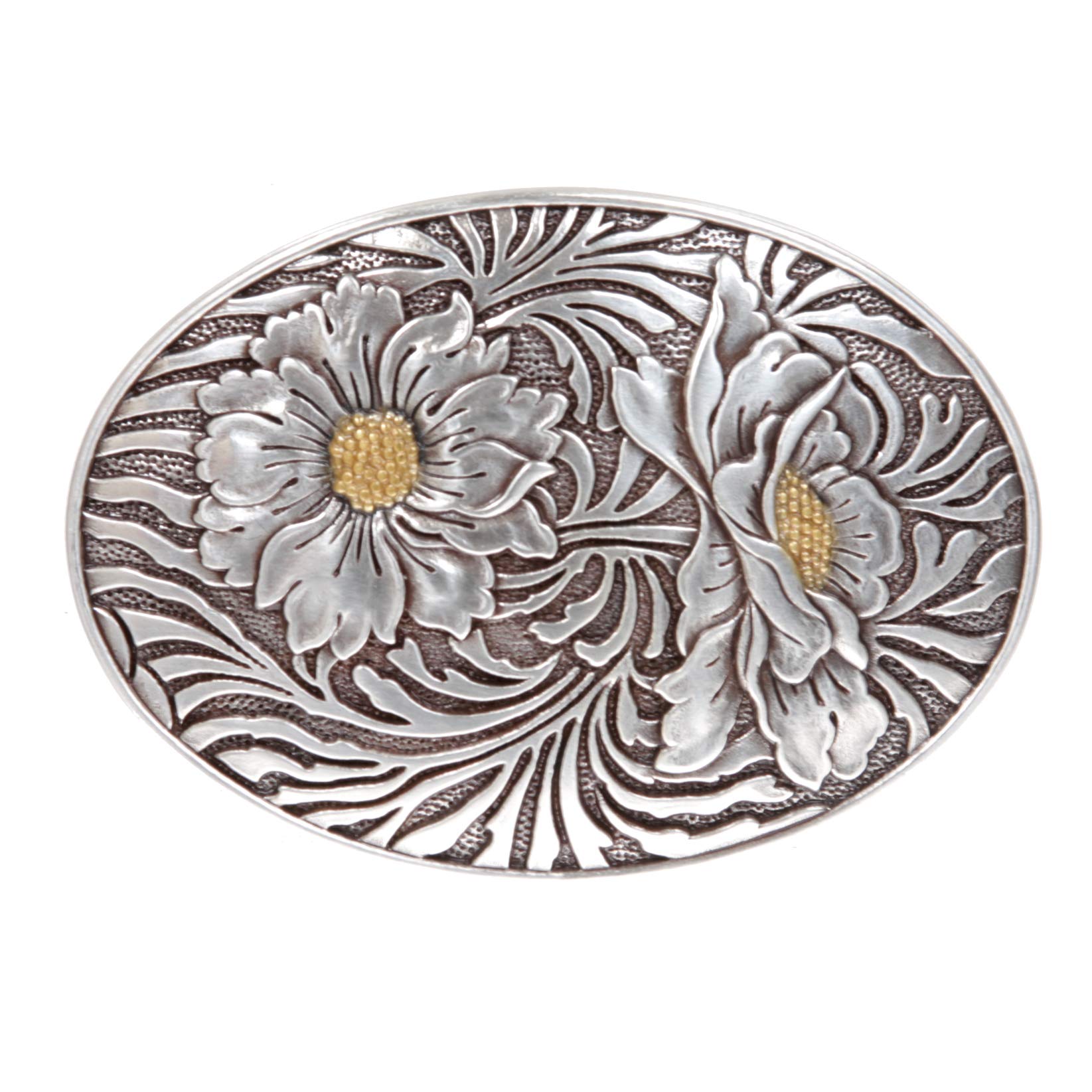 Algopix Similar Product 6 - Oval Sunflower Engraving Belt Buckle
