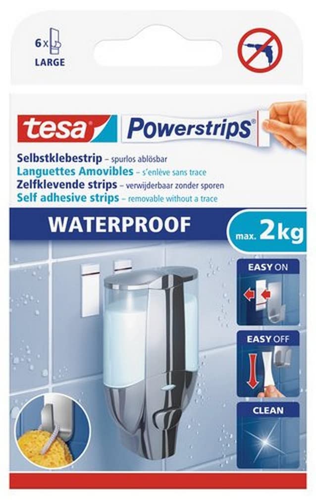 Algopix Similar Product 3 - tesa Powerstrips Waterproof Removable