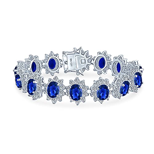 Algopix Similar Product 3 - Bling Jewelry Crown Halo Blue Oval CZ