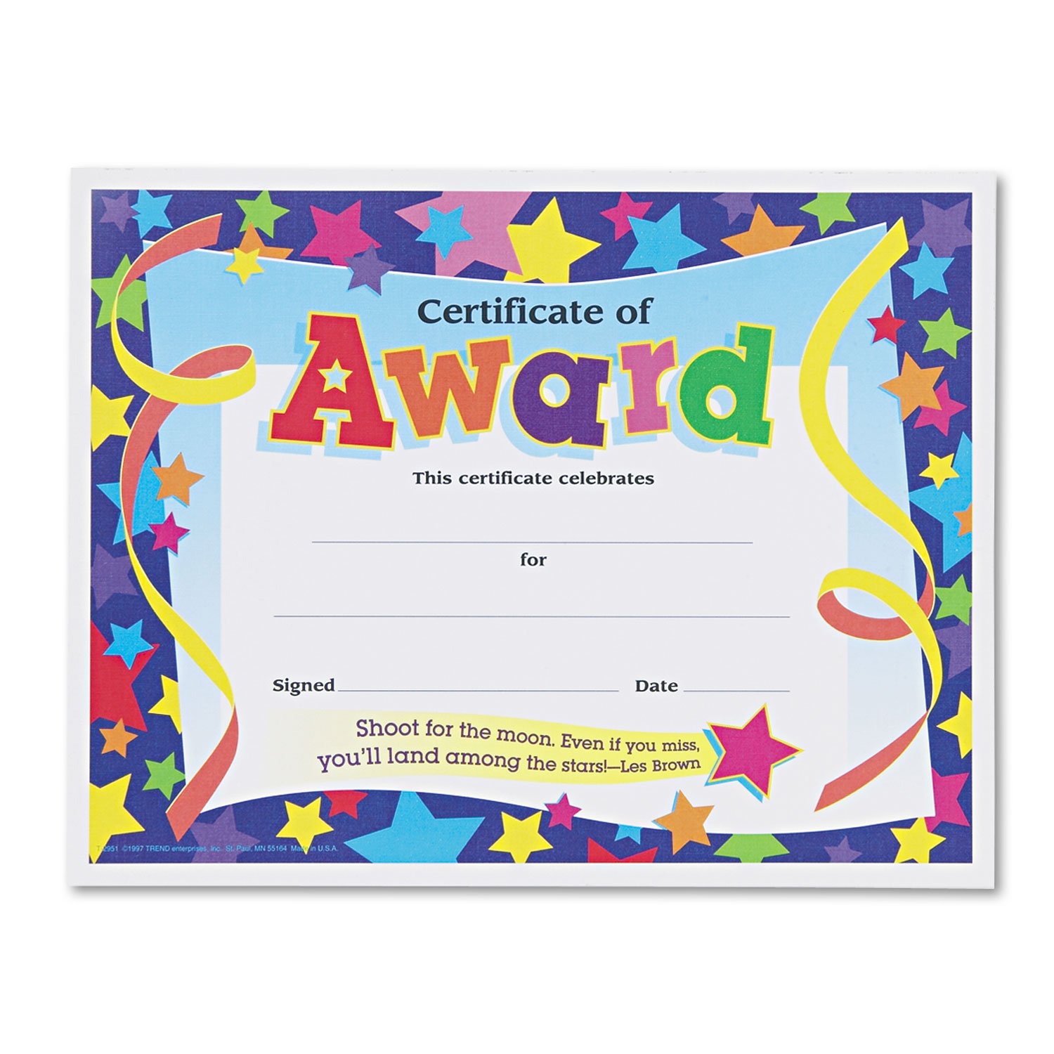 Algopix Similar Product 1 - Trend Enterprises Certificate of Award