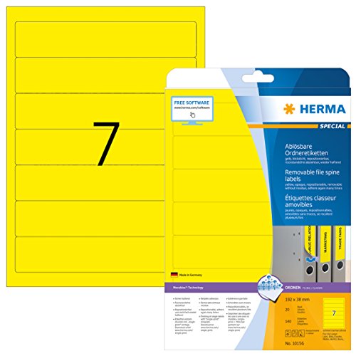 Algopix Similar Product 15 - HERMA Ordner-Etiketten gelb 10156