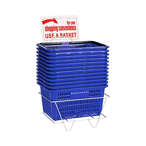 Algopix Similar Product 19 - Blue Shopping Baskets with Stand  Set
