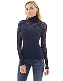 Algopix Similar Product 18 - PattyBoutik Women Turtleneck Sheer Lace