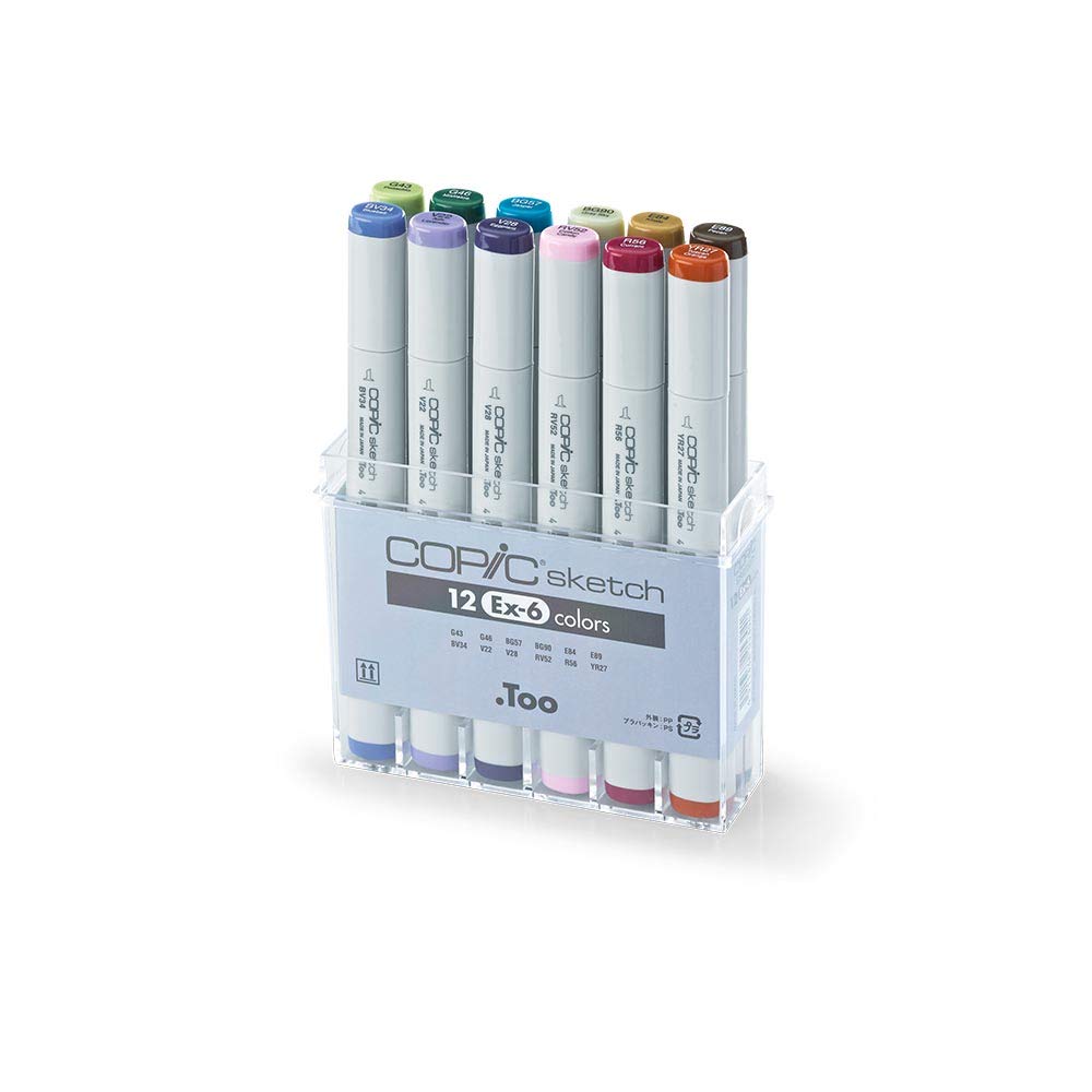 Algopix Similar Product 11 - Copic Markers 12-Piece Sketch EX-6 Set