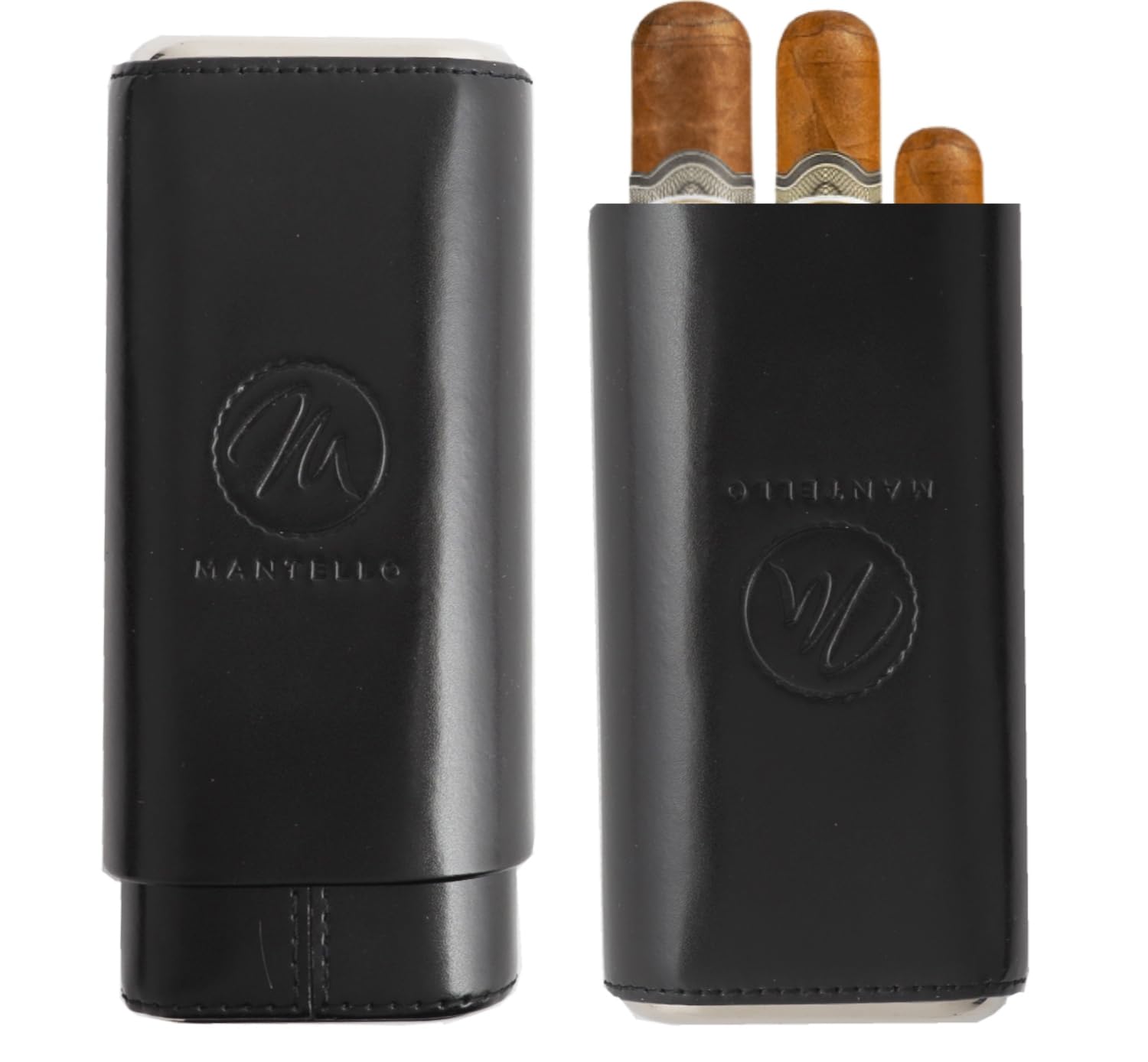 Algopix Similar Product 2 - Mantello Black Leather Cigar Case with