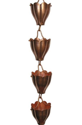 Algopix Similar Product 2 - Quest FL01 Fluted Cup Copper Rain Chain